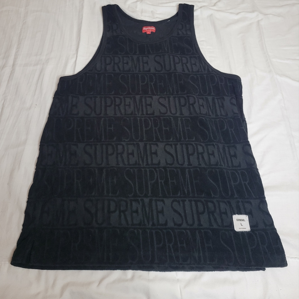 Supreme Black Logo Jacquard Tank Top